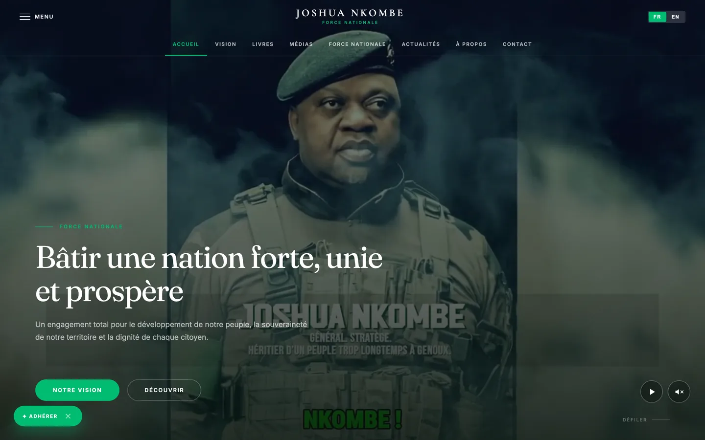 Page d'accueil du site joshuankombe.com